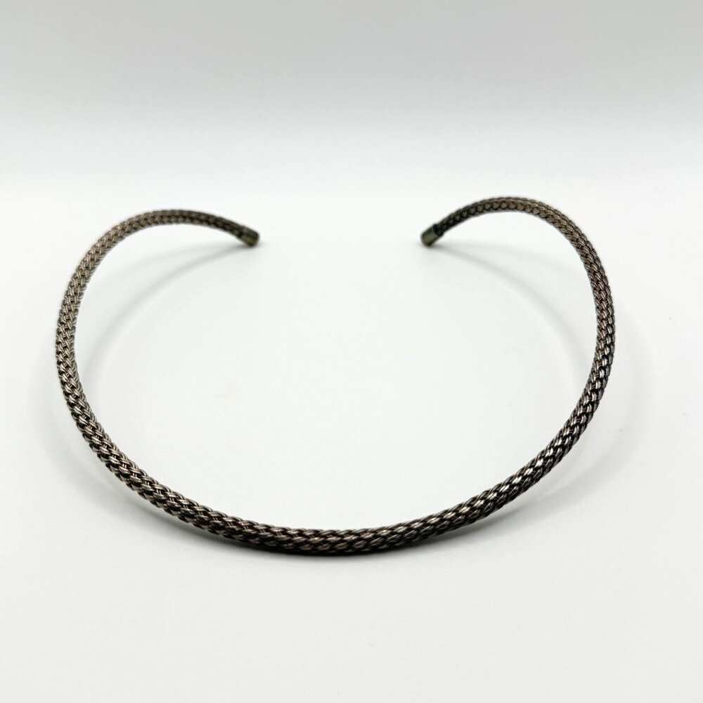 Vintage 925 Sterling Silver Rope Chain Choker Necklace